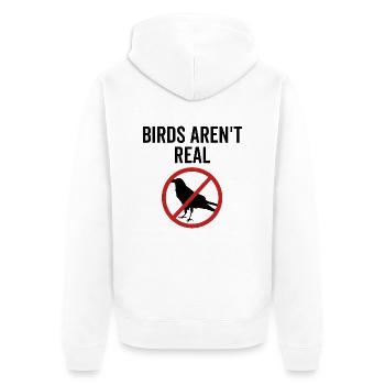 Vögel sind nicht real - Unisex Premium Bio Zip Hoodie - Weiß - Hinten - Thijin (182cm)