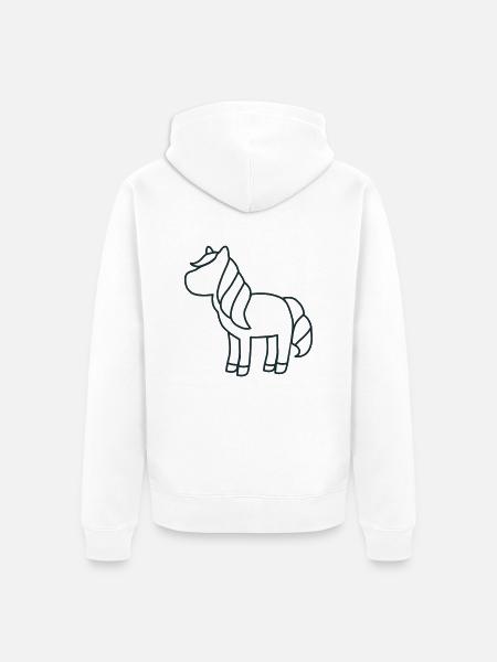 Leeres stehendes Einhorn - Unisex Premium Bio Zip Hoodie - Weiß