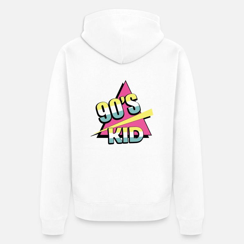 1990iger Sprüche 90s Geschenksidee - Unisex Premium Bio Zip Hoodie - Weiß