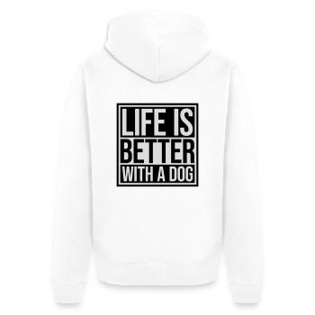 better with a dog - Unisex Premium Organic Zip Hoodie - white - Back - Thijin (182cm)