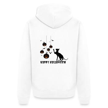 Halloween Collection - Cat Pumpkin Bat - Unisex Premium Organic Zip Hoodie - white - Back - Thijin (182cm)