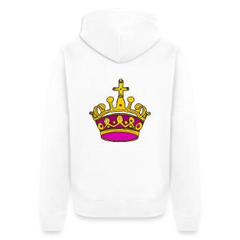 Krone König Königin Kaiser Majestät - Unisex Premium Bio Zip Hoodie - Weiß - Hinten - Thijin (182cm)