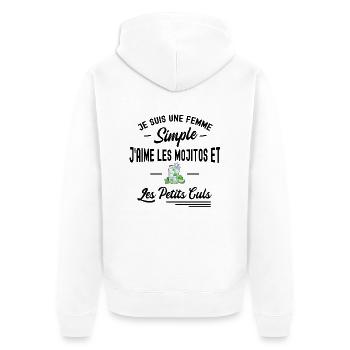 femme simple / j aime les mojitos et les culs - Veste à capuche bio Premium Unisexe - blanc - Dos - Thijin (182cm)