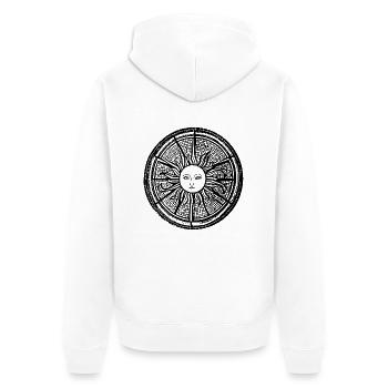 Sun Moon Mosaic Astrology mystical symbol 5 - Unisex Premium Organic Zip Hoodie - white - Back - Thijin (182cm)