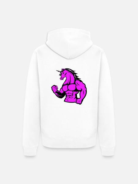 strong unicorn - Unisex Premium Organic Zip Hoodie - white