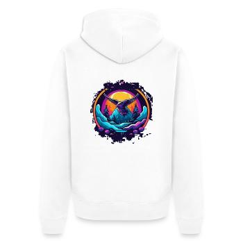 Vogel in Natur - Unisex Premium Bio Zip Hoodie - Weiß - Hinten - Thijin (182cm)