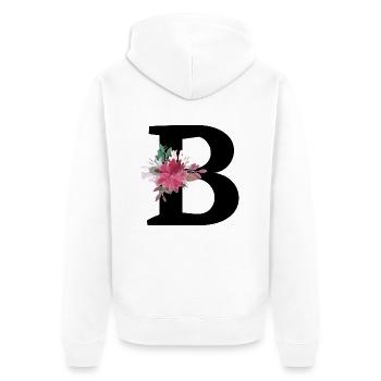 Lettre b floral - Veste à capuche bio Premium Unisexe - blanc - Dos - Thijin (182cm)