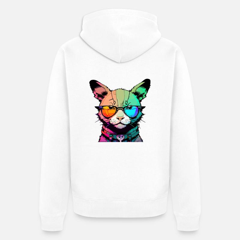 Chat de l’espace - Veste à capuche bio Premium Unisexe - blanc