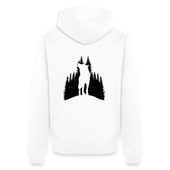 Wilder Wolf Skizze Wilde Tier Wandern Natur Seele - Unisex Premium Bio Zip Hoodie - Weiß - Hinten - Thijin (182cm)