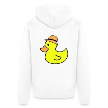 ente hut - Unisex Premium Bio Zip Hoodie - Weiß - Hinten - Thijin (182cm)