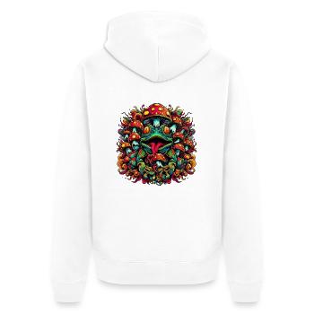 Psychedelischer Frosch mit Pilzen - Unisex Premium Bio Zip Hoodie - Weiß - Hinten - Thijin (182cm)
