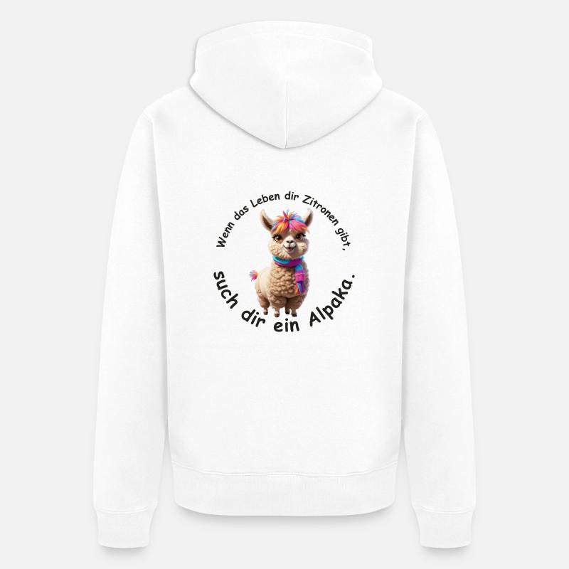 Such dir ein Alpaka - Unisex Premium Bio Zip Hoodie - Weiß