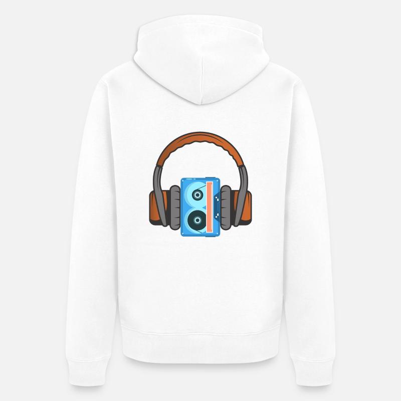 Casque et cassette audio - Veste à capuche bio Premium Unisexe - blanc