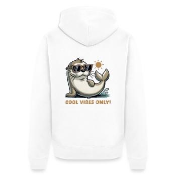 seehund sonnenbrille comic - Unisex Premium Bio Zip Hoodie - Weiß - Hinten - Thijin (182cm)
