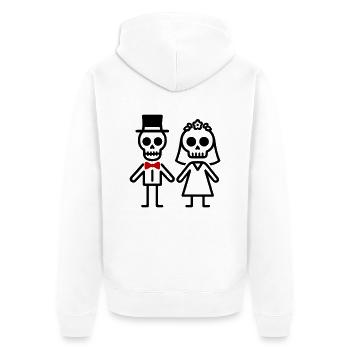 Couple Mariage Squelette - Veste à capuche bio Premium Unisexe - blanc - Dos - Thijin (182cm)