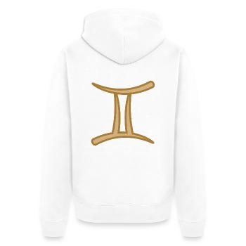 Gemini Zodiac Symbol Two Tone Golden - Unisex Premium Organic Zip Hoodie - white - Back - Thijin (182cm)
