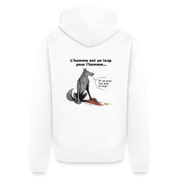 wolfman - Unisex Premium Bio Zip Hoodie - Weiß - Hinten - Thijin (182cm)