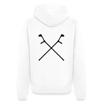 gekreuzte Krücken - Unisex Premium Bio Zip Hoodie - Weiß - Hinten - Thijin (182cm)