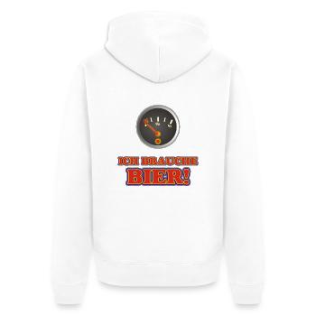 ICH BRAUCHE BIER - Unisex Premium Bio Zip Hoodie - Weiß - Hinten - Thijin (182cm)