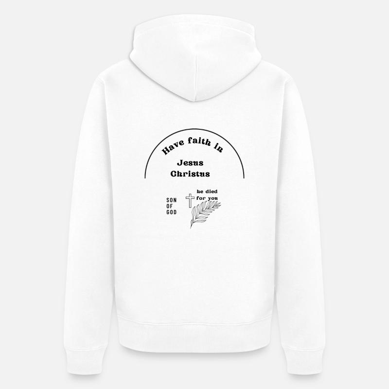 Glaube an Jesus - Unisex Premium Bio Zip Hoodie - Weiß