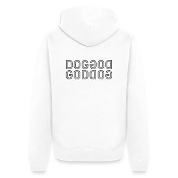 God Dog Mirror Typography - Unisex Premium Organic Zip Hoodie - white - Back - Thijin (182cm)