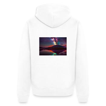 Vulkan 3d - Unisex Premium Bio Zip Hoodie - Weiß - Hinten - Thijin (182cm)
