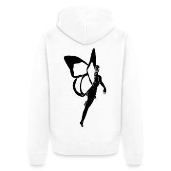 Femme papillon (noir) - Veste à capuche bio Premium Unisexe - blanc - Dos - Thijin (182cm)