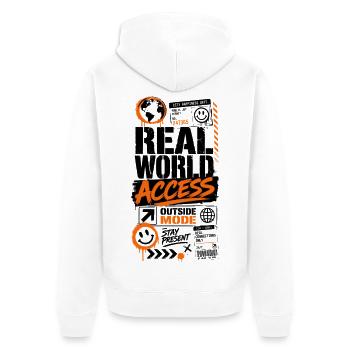 Real World Access Grafik - Unisex Premium Bio Zip Hoodie - Weiß - Hinten - Thijin (182cm)
