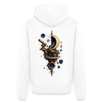 Cosmos mécanique steampunk horlogerie - Veste à capuche bio Premium Unisexe - blanc - Dos - Thijin (182cm)