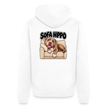 Bully Sofa Hippo - Unisex Premium Bio Zip Hoodie - Weiß - Hinten - Thijin (182cm)
