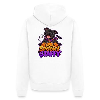 Spooky Staffy - Unisex Premium Bio Zip Hoodie - Weiß - Hinten - Thijin (182cm)