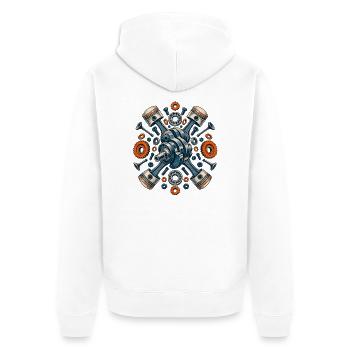 Bahnmechanik - Unisex Premium Bio Zip Hoodie - Weiß - Hinten - Thijin (182cm)