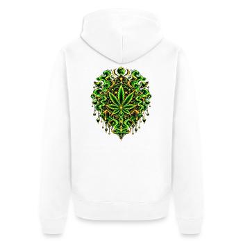 Grünes Cannabisblatt Mandala - Unisex Premium Bio Zip Hoodie - Weiß - Hinten - Thijin (182cm)