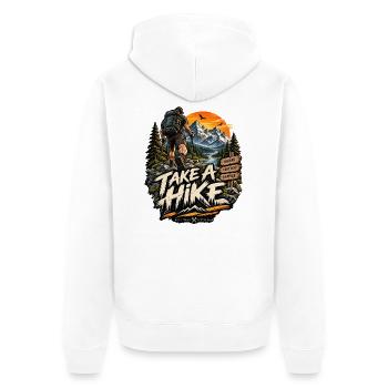 Take A Wander – Bergabenteuer - Unisex Premium Bio Zip Hoodie - Weiß - Hinten - Thijin (182cm)