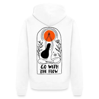 Go with the flow - Unisex Premium Bio Zip Hoodie - Weiß - Hinten - Thijin (182cm)