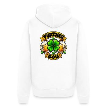 Fürther Bou mit Kleeblatt und Bier - Unisex Premium Bio Zip Hoodie - Weiß - Hinten - Thijin (182cm)