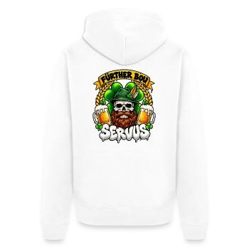 Fürther Bou Servus Totenkopf & Bier - Unisex Premium Bio Zip Hoodie - Weiß - Hinten - Thijin (182cm)
