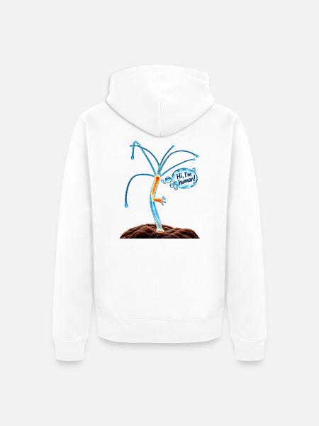 "Hi I'm human" - Unisex Premium Bio Zip Hoodie - Weiß