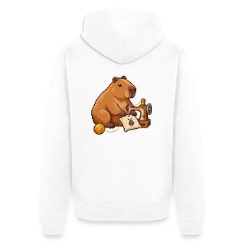 Capybara Pixel Art Designerin – Näherin - Unisex Premium Bio Zip Hoodie - Weiß - Hinten - Thijin (182cm)