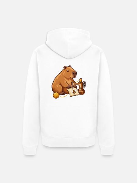 Capybara Pixel Art Designerin – Näherin - Unisex Premium Bio Zip Hoodie - Weiß