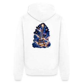 Leiter zu den Sternen - Unisex Premium Bio Zip Hoodie - Weiß - Hinten - Thijin (182cm)