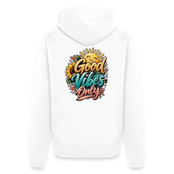 Good Vibes Only Positive Vibes Sonnenblume & Sonne - Unisex Premium Bio Zip Hoodie - Weiß - Hinten - Thijin (182cm)