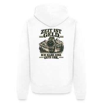 Zeit ist Geld: Gute Uhr Vintage Uhrenfan - Unisex Premium Bio Zip Hoodie - Weiß - Hinten - Thijin (182cm)