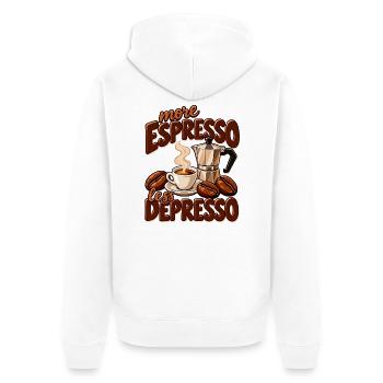 More Espresso Less Depresso - Unisex Premium Bio Zip Hoodie - Weiß - Hinten - Thijin (182cm)