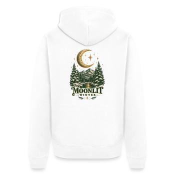Mondbeschienener Winterwappen - Unisex Premium Bio Zip Hoodie - Weiß - Hinten - Thijin (182cm)