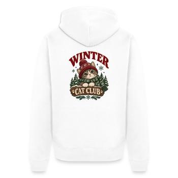 Winter Cat Club Gemütliche Katze - Unisex Premium Bio Zip Hoodie - Weiß - Hinten - Thijin (182cm)