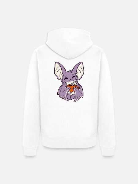 Kaffee-Fledermaus mit Becher - Unisex Premium Bio Zip Hoodie - Weiß