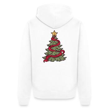 Weihnachtsbaum mit roter Band - Unisex Premium Bio Zip Hoodie - Weiß - Hinten - Thijin (182cm)