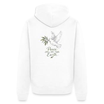 Frieden auf Erden, Taube - Unisex Premium Bio Zip Hoodie - Weiß - Hinten - Thijin (182cm)