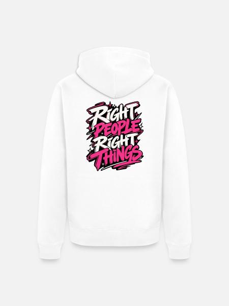 Richtige Leute, Richtige Dinge - Unisex Premium Bio Zip Hoodie - Weiß